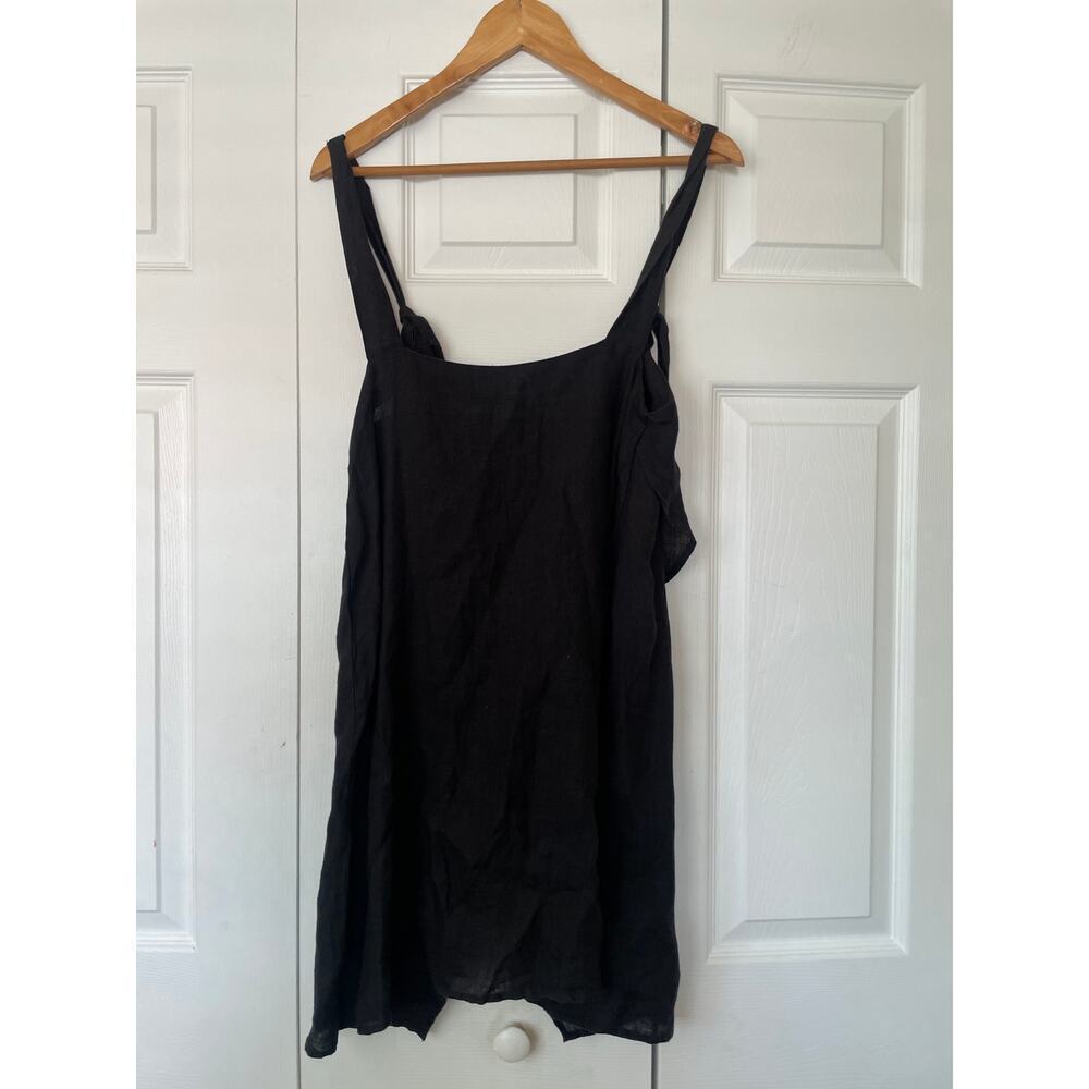 Rotunda Black 100% Linen Pullover Halter Petal Hem Dress Minimalist Size S — image 3 of 6